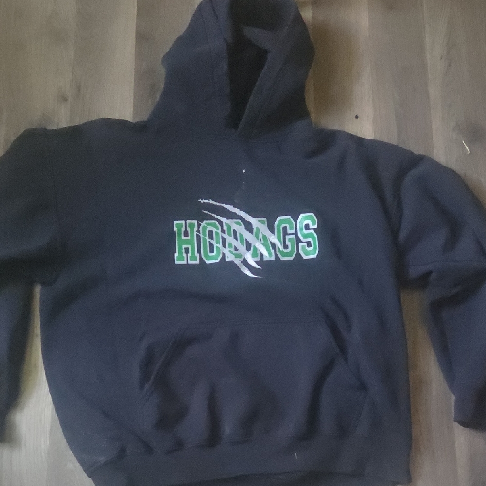 Gildan Black Hoodie with Green Accents